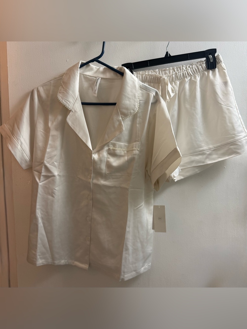 Flora Nikrooz Cream Short-Sleeve Button Front Lounge Set